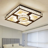 Lotus Design Led Flush Mount Ceiling Light With Cut Crystal Square In Chrome