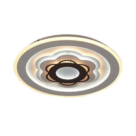 White Led Floral Ceiling Light: Acrylic Flush Mount Fixture