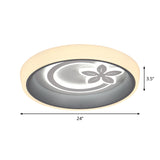 Nordic Acrylic Led Flush Mount Ceiling Light - Round Flower Design In White Ideal For Dining Room