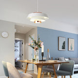Contemporary 3-Tiered Suspension Pendant - Metal 1 Bulb Ceiling Light For Dining Room In Black/White