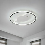 Nordic Led Acrylic Flush Mount Lamp For Bedroom Black Rounded Design 18’/21.5’ Width