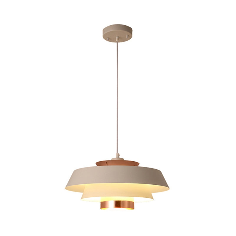 Contemporary 3-Tiered Suspension Pendant - Metal 1 Bulb Ceiling Light For Dining Room In Black/White