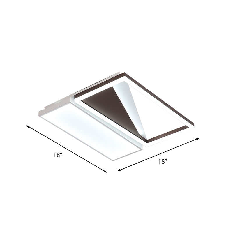 Geometric Led Flush Mount Light Black And White Acrylic Modern Design 18/21.5