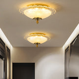 Gold Dome Led Ceiling Light With Crystal Shade - Simplicity Collection 16/19.5 Width