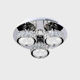 Flush Mount Crystal Led Ceiling Light For Contemporary Bedrooms - Stainless Steel Finish