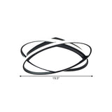 Modern Led Flush Light Fixture In Metallic Black - Square And Oval Mount 19.5’/23.5’ Width