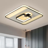 Black Square Flush Mount Led Ceiling Light Modern Acrylic Lamp 16.5/20.5 Width / 16.5