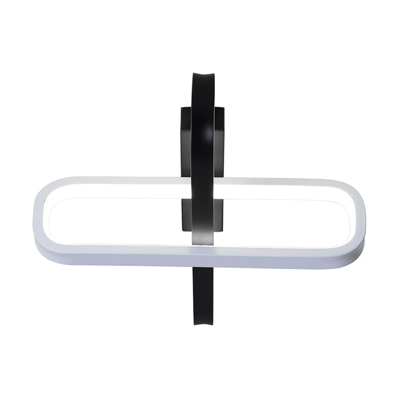 Modern Dual Oblong Flush Mount Led Ceiling Light In Black Warm/White