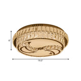Modernist Chrome Led Ceiling Lamp With Beveled Crystal For Sleeping Room