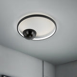 Nordic Led Iron Flush Mount Ceiling Light - Black/White Circular Design 17/20.5 Width