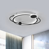 19/23.5 Modern Metallic Led Flush Mount Lamp In Black With Warm/White Light