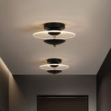 Round Acrylic Semi Flush Led Ceiling Light In Black/Gold Finish - Contemporary Warm/White Lighting