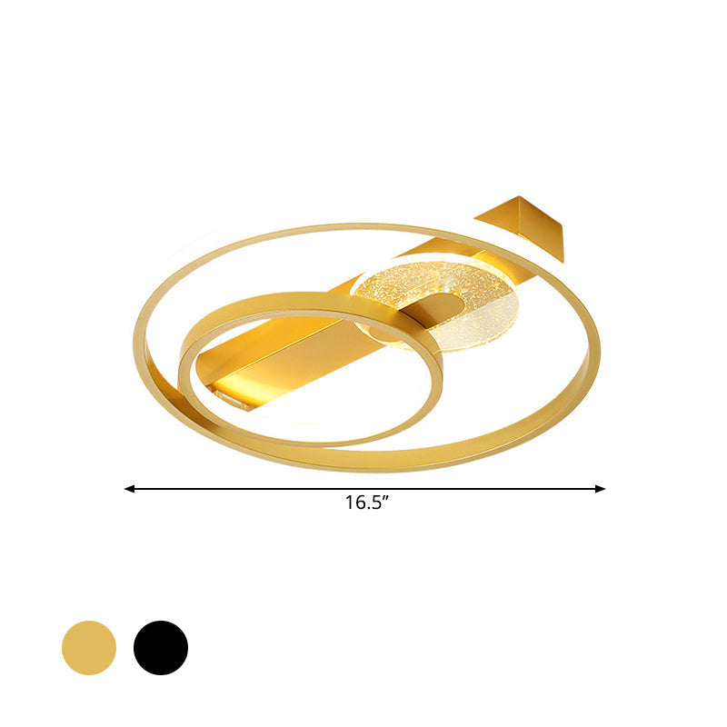 Gold/White & Black Led Metal Hoop Flushmount With White/Warm Light - 16.5/20.5 Wide