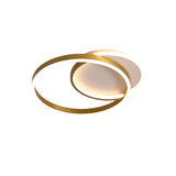 Modern Gold/Coffee Double Hoop Flush Ceiling Light - Led Metallic Mount Fixture (16/19 Width) For