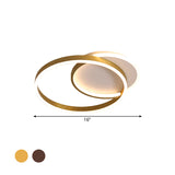 Modern Gold/Coffee Double Hoop Flush Ceiling Light - Led Metallic Mount Fixture (16’/19’ Width)