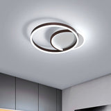 Modern Gold/Coffee Double Hoop Flush Ceiling Light - Led Metallic Mount Fixture (16/19 Width) For