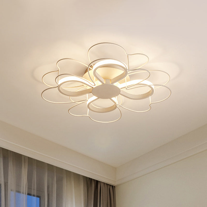 Contemporary Metallic Clover Flush Light - 19/22.5 W Black/White Led Warm/White Lighting White / 19