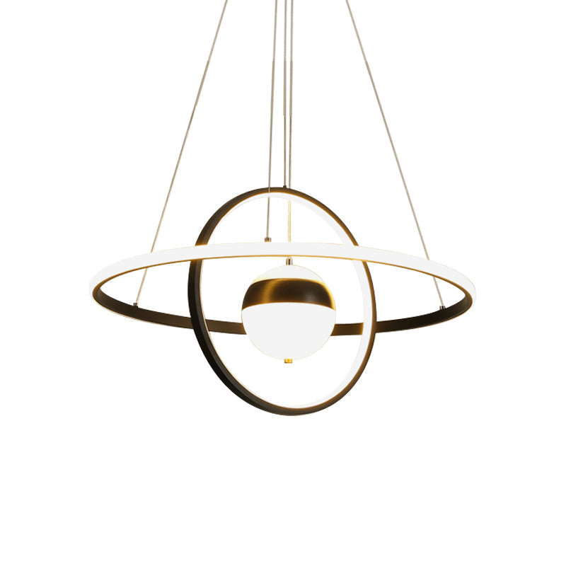 Modernist Black Acrylic Led Pendulum Ceiling Light With Circular Shade