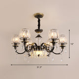 Modern Black Crystal Chandelier With Droplet - 3/6 Heads Down Lighting Pendant