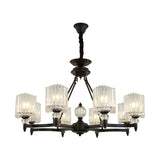 Contemporary Black Chandelier Pendant With Clear Crystal Shades - 6/8 Heads Restaurant Ceiling Lamp
