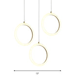 Nordic Acrylic Chandelier - Circular 1/3 Lights Gold Hanging Light Kit For Restaurants