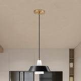 Minimalist Metallic Pendant Lamp With Black/White/Green Cap For Bedroom Lighting