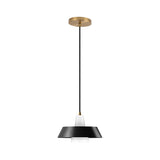 Minimalist Metallic Pendant Lamp With Black/White/Green Cap For Bedroom Lighting