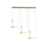 Modernist Led Hanging Chandelier Lamp Kit In Black/Gold With Metallic 3-Ringed Design Warm/White