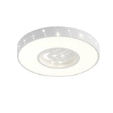 Metal Round Flush Light: Starry Ceiling Mount For Girls Bedroom In White