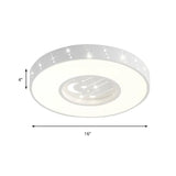 Metal Round Flush Light: Starry Ceiling Mount For Girls Bedroom In White