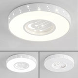 Metal Round Flush Light: Starry Ceiling Mount For Girls Bedroom In White