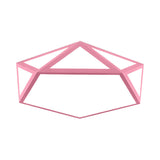 Kid Bedroom Macaron Acrylic Pentagon Ceiling Light With Metal Guard - Space-Saving Loft Mount