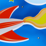 Wooden Blue Kids Spaceship Ceiling Lamp For Kindergarten