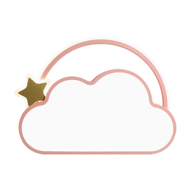 Cloud & Star Led Ceiling Light For Kids Bedroom - Simple Pink/Gold Design
