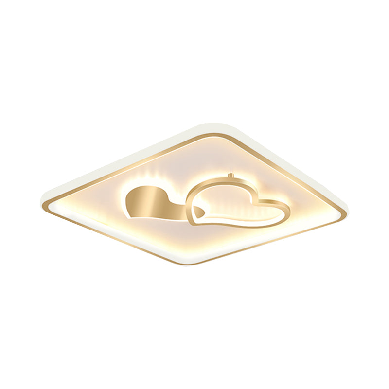 Led Flush Mount Ceiling Lamp Fixture - Acrylic Square Design Gold 16/19.5 Width