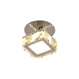 Modern Chrome Led Crystal Block Semi Mount Ceiling Light Fixture - Warm/White Lighting