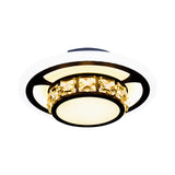 Black Crystal Block Led Flush Mount Ceiling Light For Doorway - Round/Square Simplicity