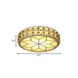 Modern Crystal Block Circle Led Ceiling Light 6.5/8.5 Width Gold Flush Mount Fixture