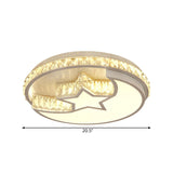 Modern Led Chrome Flush Mount Ceiling Lamp With Star And Crescent Design