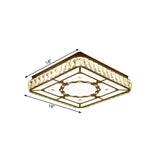 Chrome Led Crystal Block Ceiling Flush Lamp For Modern Living Room