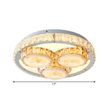 Minimalist Chrome Led Ceiling Light With Crystal Block Flush Mount Lamp In Lotus Design