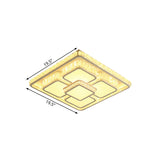 Led Modern Chrome Flush Mount Ceiling Light With Square Crystal Shade