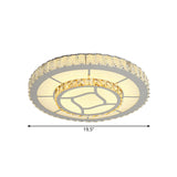 Simplicity Led Round Crystal Block Ceiling Light - Chrome Flush Mount Fixture