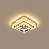 Modern Crystal Flush Mount Led Ceiling Lamp In Chrome For Corridors