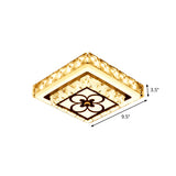 Modern Crystal Flush Mount Led Ceiling Lamp In Chrome For Corridors