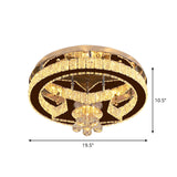 Modern Crystal Moon/Star Ceiling Lamp Led Semi Flush Light Chrome Finish With Droplet Deco