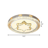 Minimalist Flush Mount Led Chrome Lamp With Beveled Crystal For Sleeping Room