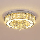 Modern Chrome Led Floral Ceiling Light With Faceted Crystal 18-19.5 Width