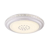 Led Flush Mount Chrome Circle Ceiling Lamp With Crystal Block Shade - Minimalist Design
