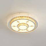 Modern Led Ceiling Lamp With Crystal Flower/Round Cut Design - Chrome Flush Mount For Bedroom